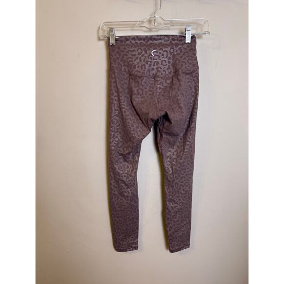 Zyia Active Legging Womens Sz 2 Purple Metallic Leopard Print Athletic Pants - Picture 1 of 4
